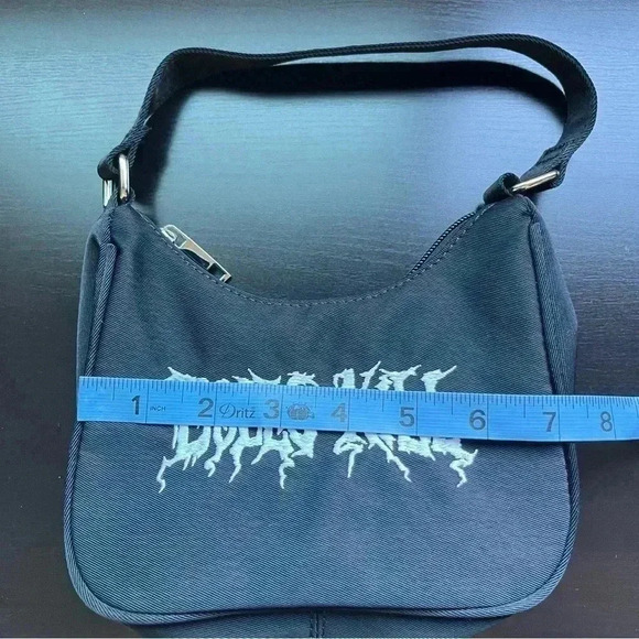 Dolls Kill Logo Mini Hand Shoulder Bag Black Purse Embroidered - Picture 4 of 6